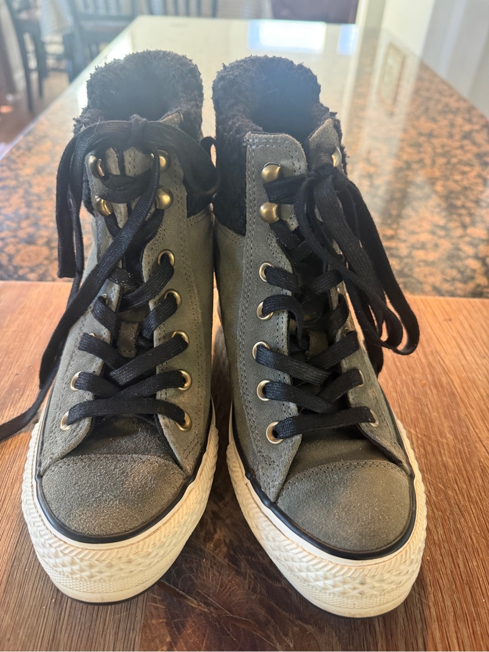 Rare Converse Chuck Taylor Platform Plus Sherpa Hidden Wedge High Top 6.5